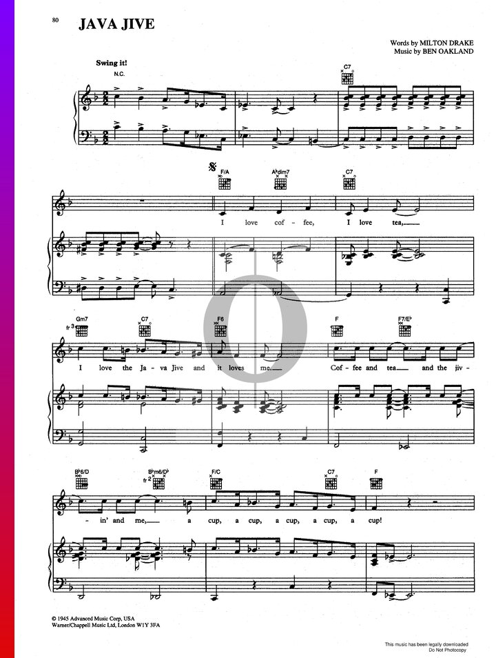 Java Jive (The Ink Spots) Piano Sheet Music - OKTAV