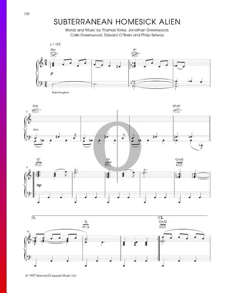 Subterranean Homesick Alien Sheet Music