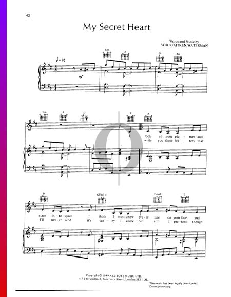 My Secret Heart Sheet Music