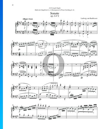 Sonata en la mayor, Op. 2 n.º 2: 1. Allegro vivace Partitura
