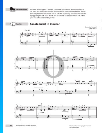 Sonata in D Minor, K.32: Aria Sheet Music