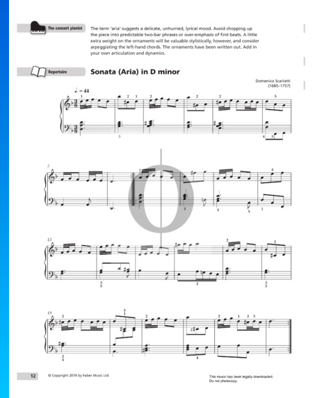 Sonata in D Minor, K.32: Aria Partition