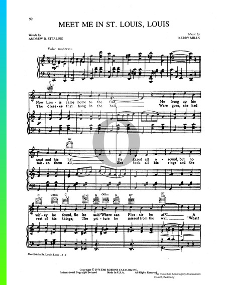Meet Me In St Louis, Louis Sheet Music