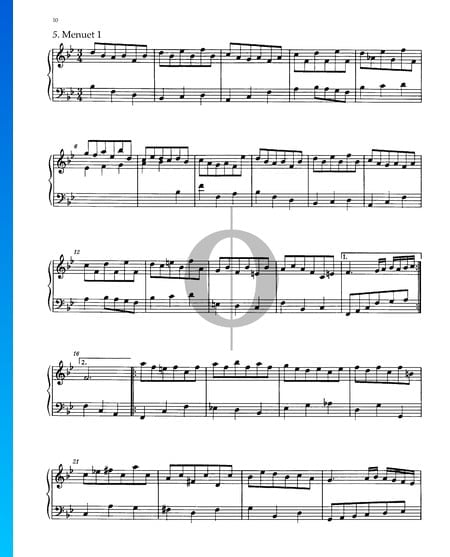 Partita 1, BWV 825: 5./6. Menuet Musik-Noten