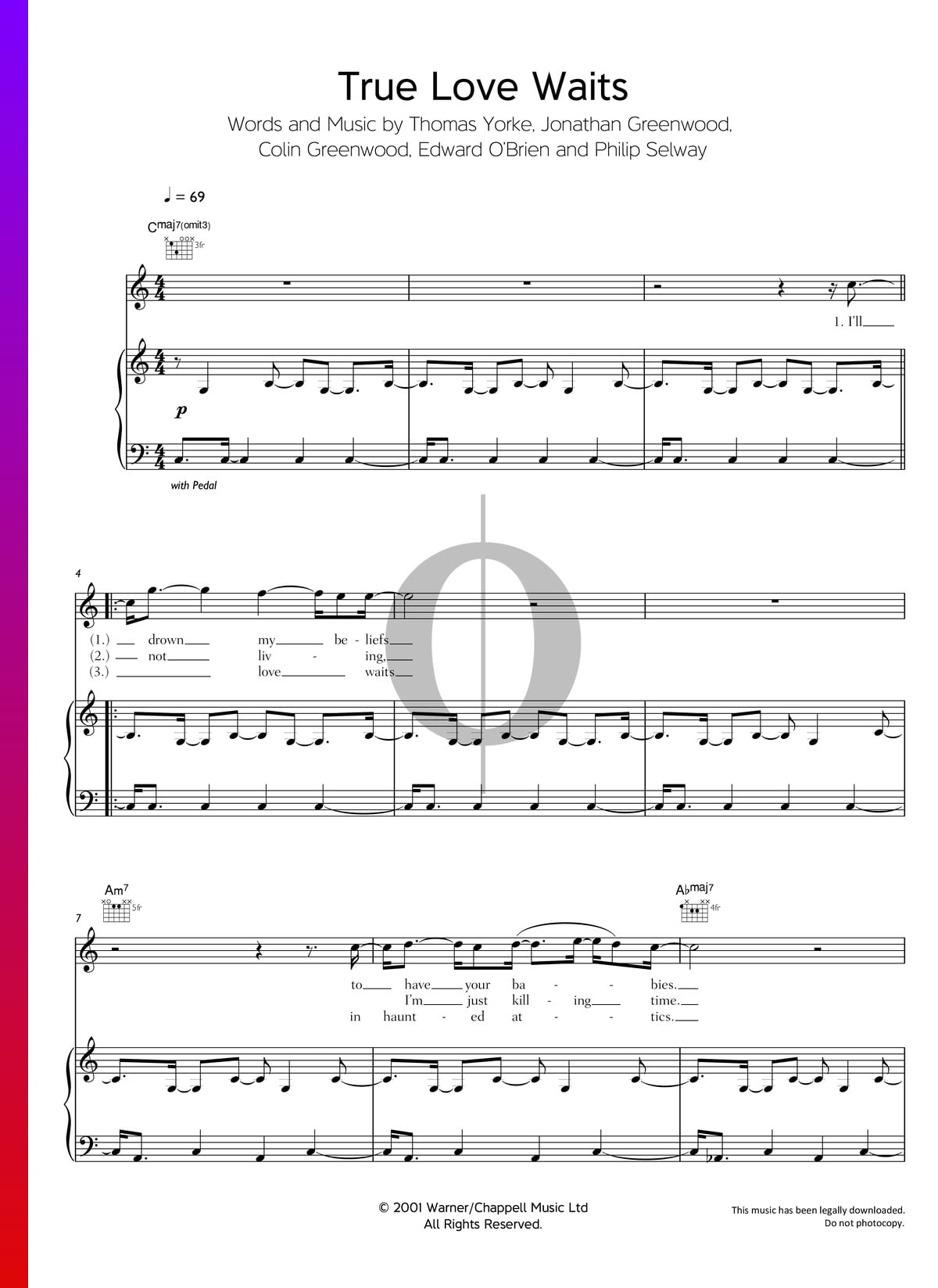 True Love Waits Sheet music for Piano (Solo) Easy