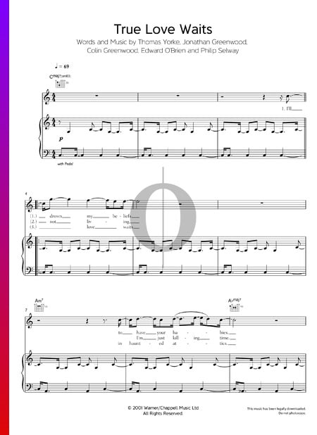 True Love Waits Sheet Music