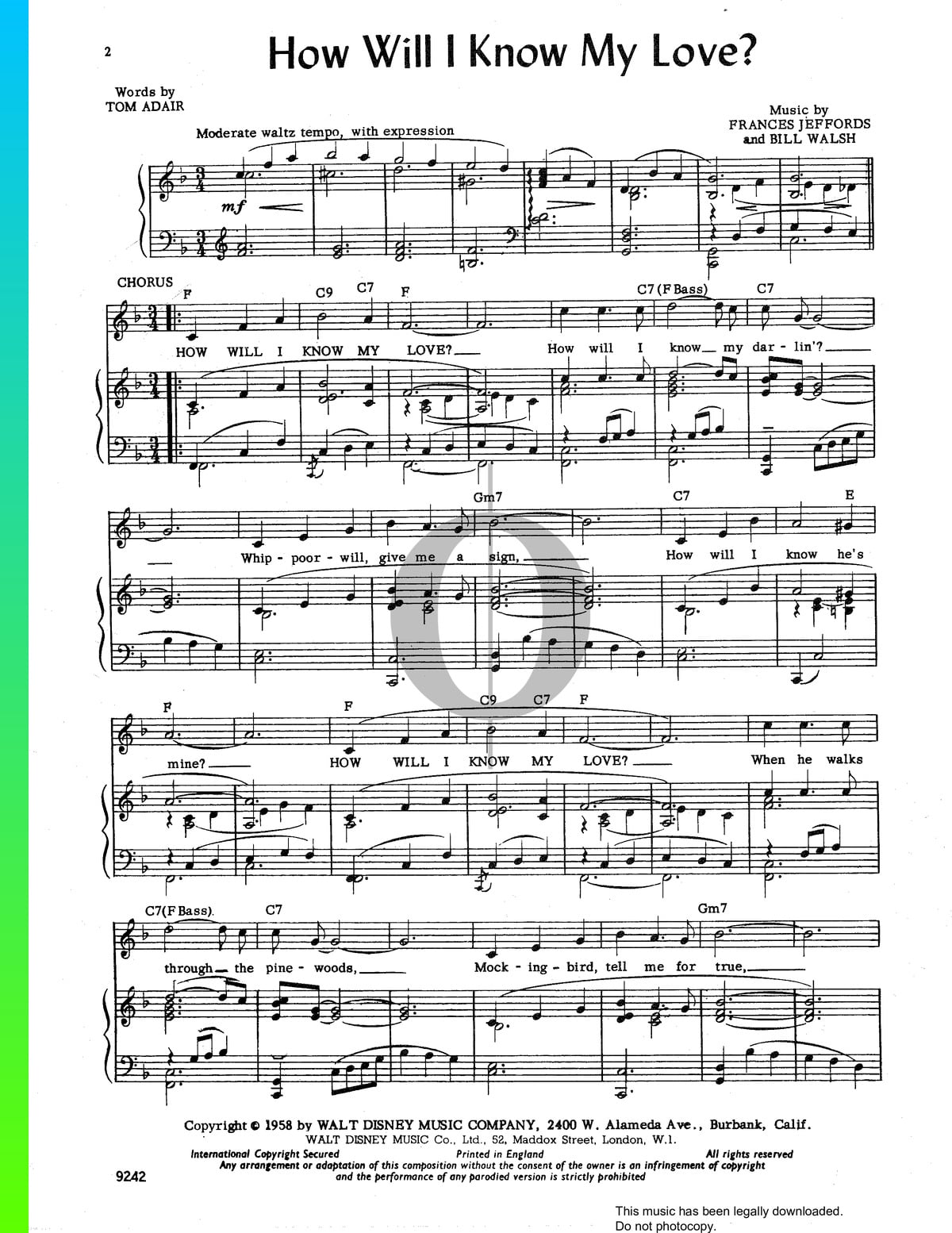 how-will-i-know-my-love-sheet-music-from-davy-crockett-by-frances