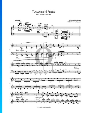 Toccata and Fugue in D Minor, BWV 565 Spartito