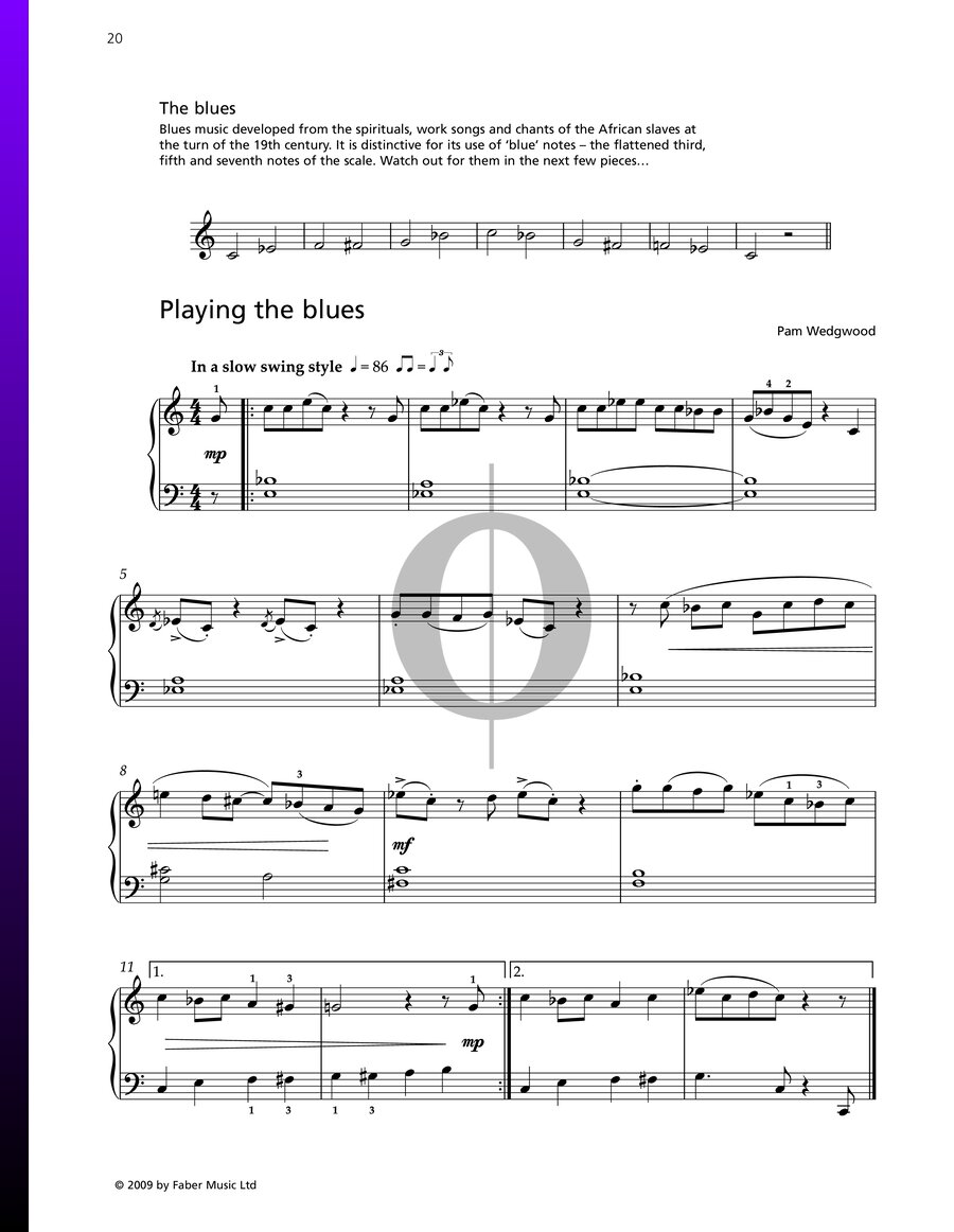 Playing the Blues (Pam Wedgwood) Piano Sheet Music - OKTAV