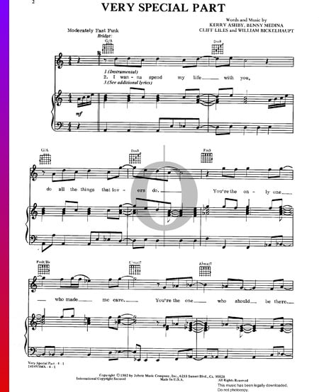 Very Special Part Sheet Music