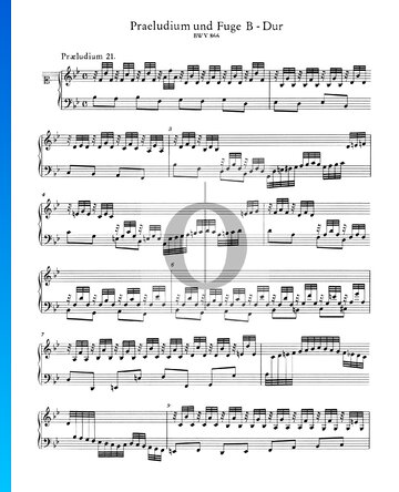Partition Prélude 21 Si bémol Majeur, BWV 866