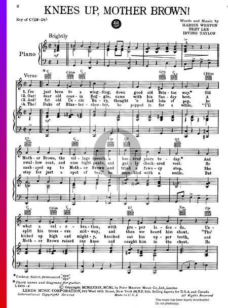 Knees Up, Mother Brown! Sheet Music