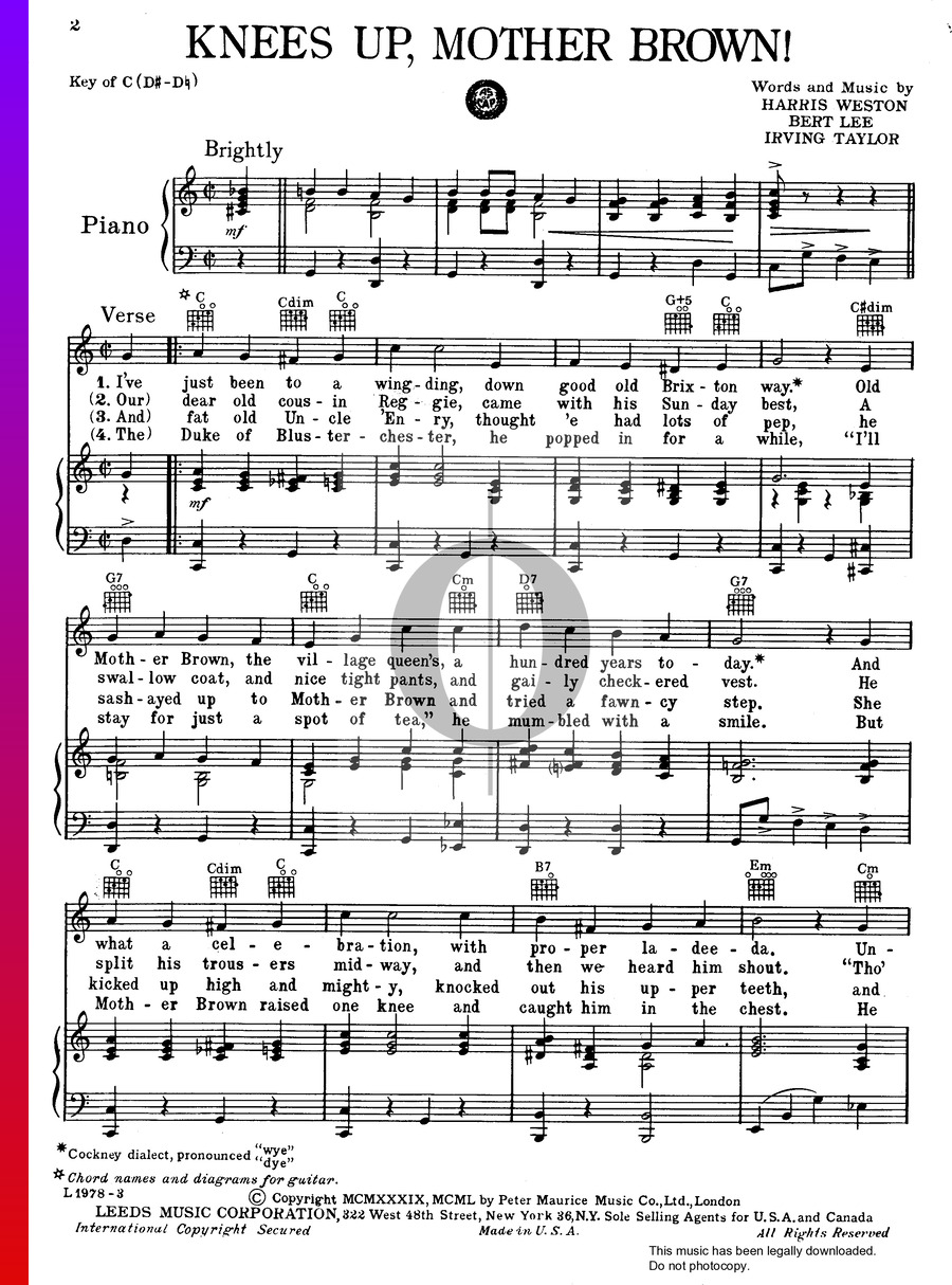 Knees Up Mother Brown Bert Lee Harris Weston Piano Sheet Music OKTAV knees-up-mother-brown-bert-lee-harris-weston-piano-sheet-music-oktav