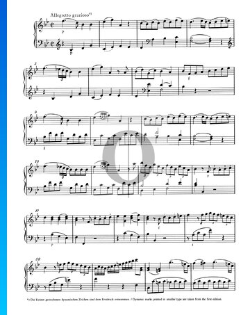 Piano Sonata No. 13 B-flat Major, KV 333 (315c): 3. Allegretto grazioso Spartito