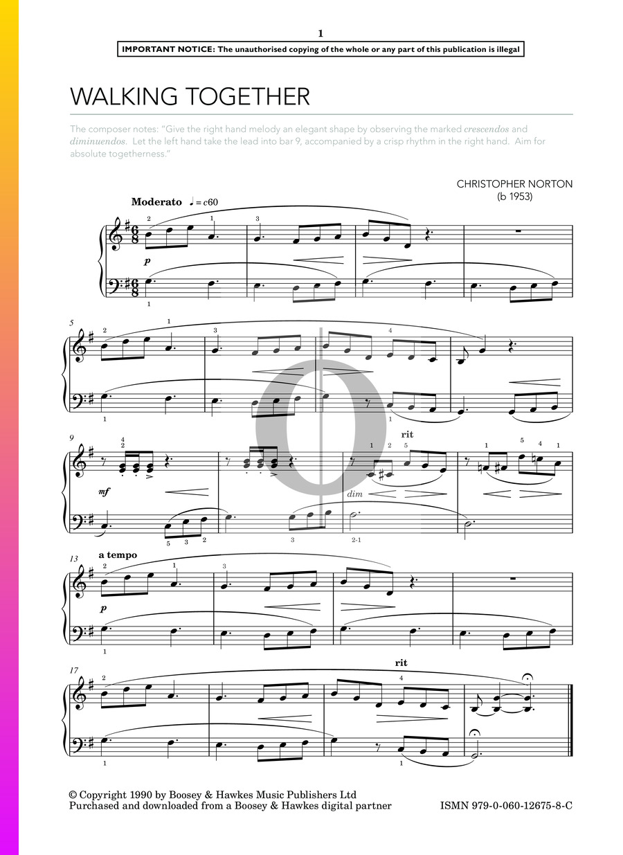 Walking Together (Christopher Norton) Piano Sheet Music OKTAV