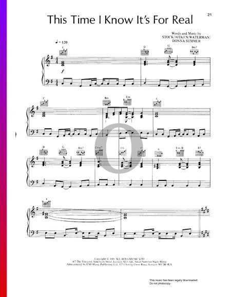 This Time I Know It's For Real Musik-Noten