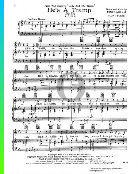 He's A Tramp Sheet Music