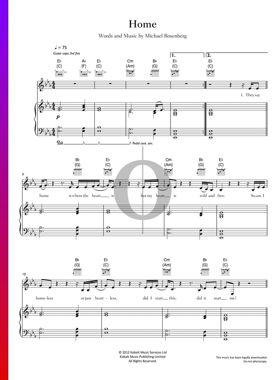Home (Passenger) Piano Sheet Music OKTAV