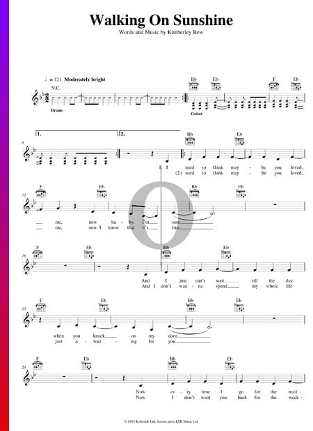 Walking On Sunshine Sheet Music