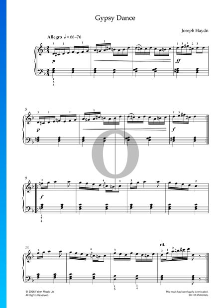 Danza gitana en re menor, Hob. IX:28/6 Partitura
