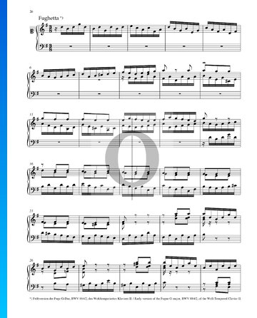 Fughetta en sol mayor, BWV 902 Partitura