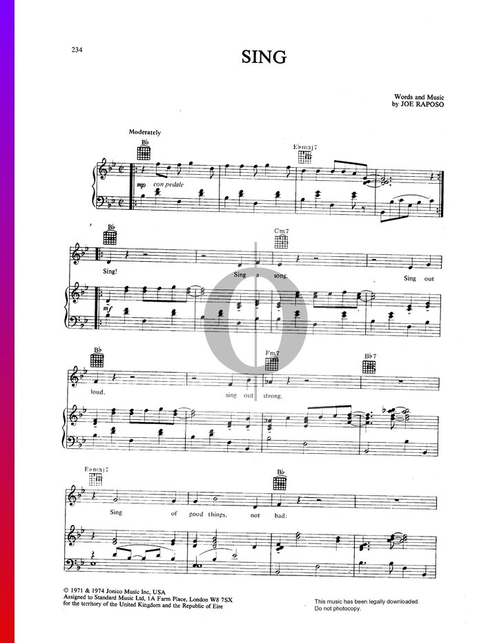 Sing (The Carpenters) Piano Sheet Music - OKTAV