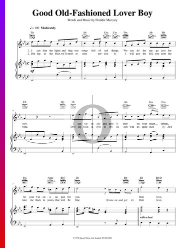 Good Old Fashioned Lover Boy Sheet Music
