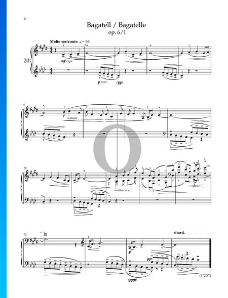 14 Bagatelles BB 50, Sz. 38 (Op. 6) : Bagatelle No. 1 Partition