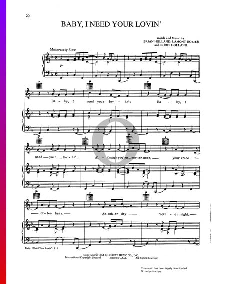 Baby I Need Your Loving Sheet Music