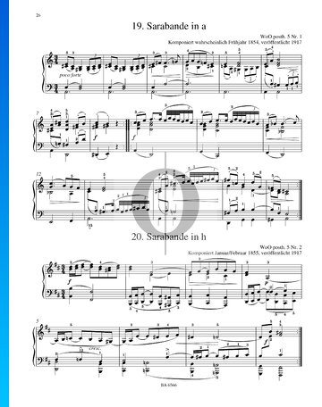 Sarabande in h-Moll, WoO posth. 5 Nr. 1 Musik-Noten