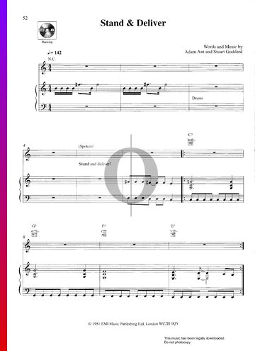 Stand  Deliver Sheet Music