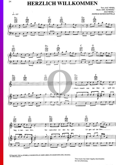 Herzlich Willkommen Sheet Music