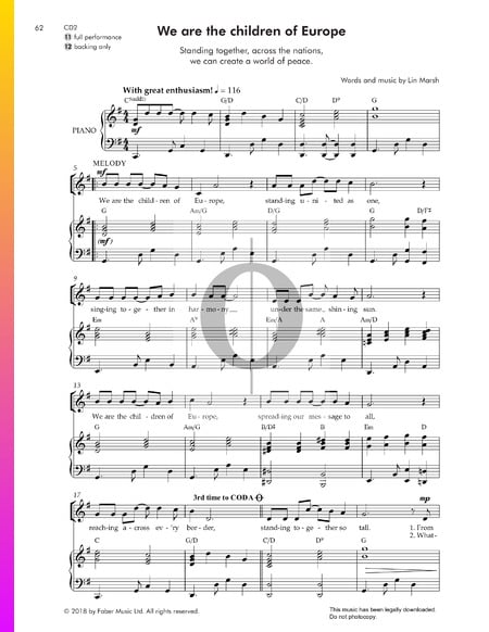 We Are The Children Of Europe Sheet Music