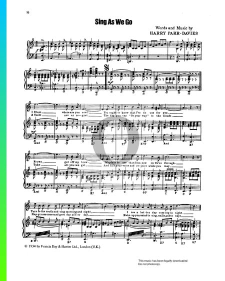 Sing As We Go Musik-Noten