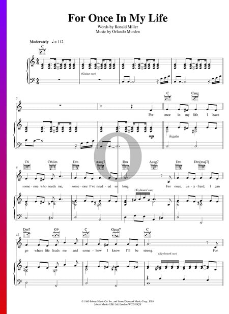 For Once In My Life Musik-Noten
