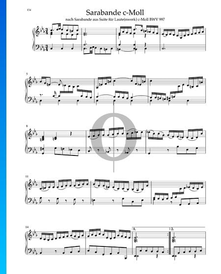 Sarabande in C Minor from Suite for Lute, BWV 997 Sheet Music