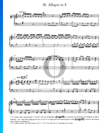 Allegro in F Major, No. 28 Sheet Music