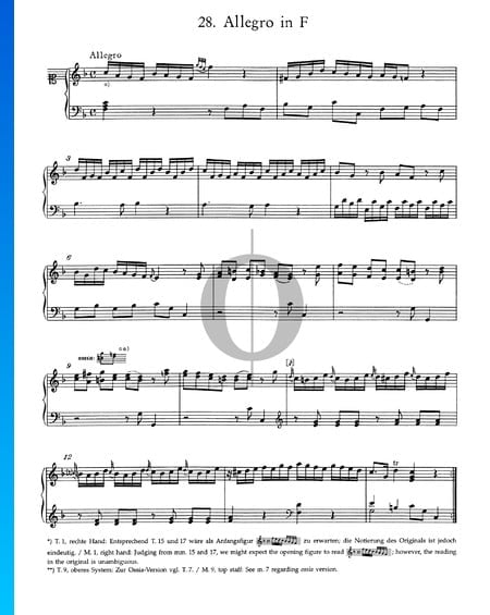 Allegro in F Major, No. 28 Sheet Music