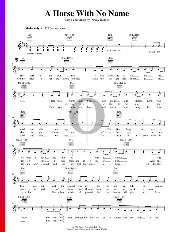 A Horse With No Name (America) Piano Sheet Music - OKTAV