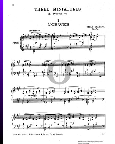 Three Miniatures In Syncopation, Op. 76: No. 1 Cobweb