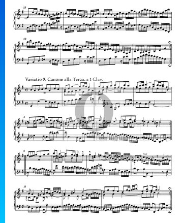 Goldberg Variationen, BWV 988: Variatio 9. Canone alla Terza. a 1 Clav. Musik-Noten