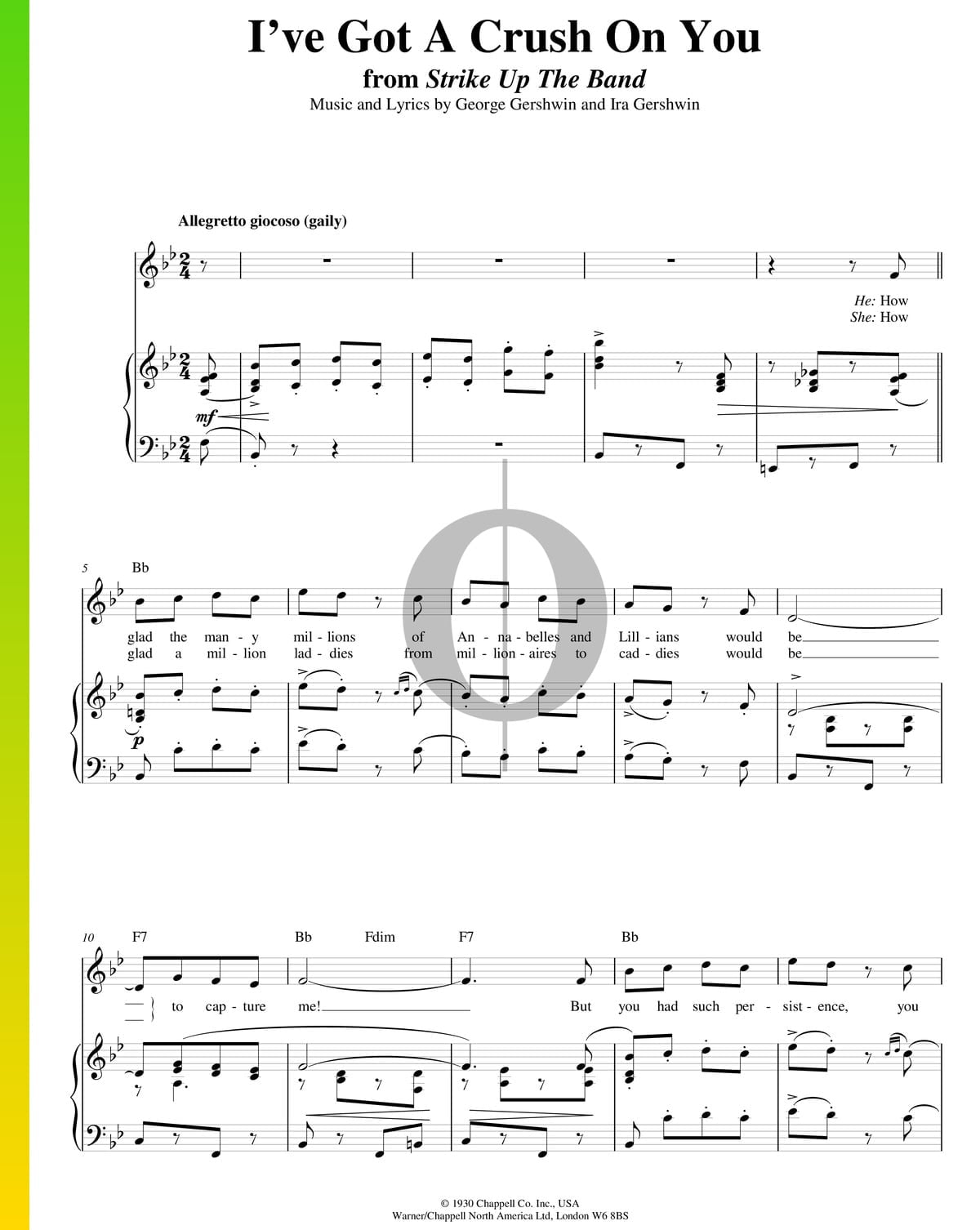 I Ve Got A Crush On You Sheet Music Piano Voice Guitar Pdf Download Streaming Oktav