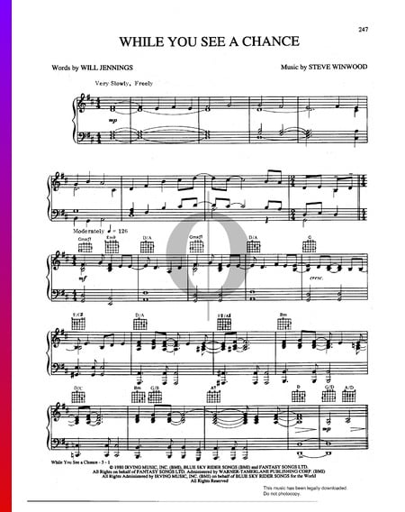 While You See A Chance Sheet Music