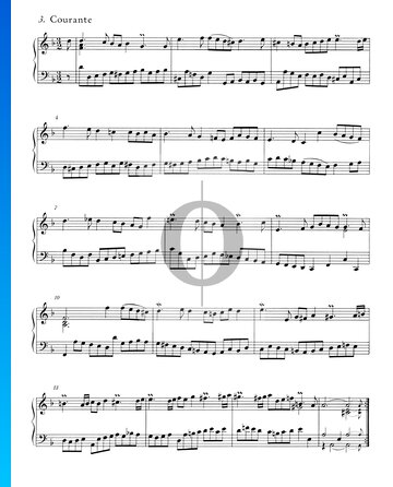 Suite inglesa n.º 6 en re menor, BWV 811: 3. Courante Partitura
