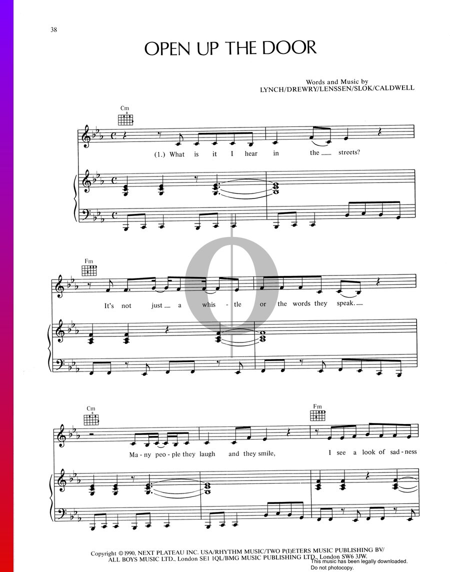 Open Up The Door (Sybil) Piano Sheet Music OKTAV