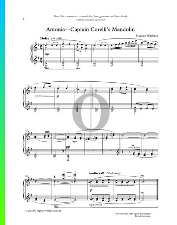 Antonia (Captain Corelli's Mandolin) Partitura