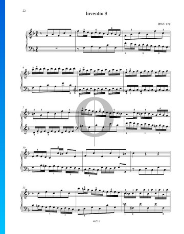 Invention 8, BWV 779 Sheet Music (Piano Solo) - OKTAV