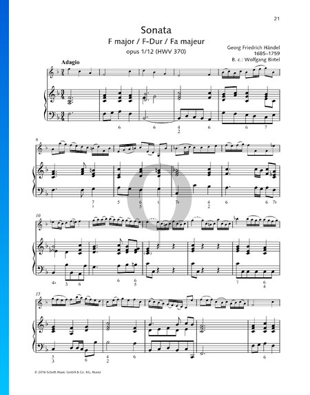 Sonata in F Major, Op. 1 No. 12, HWV 370