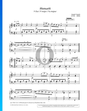 Partition Symphonie en Ré majeur, Hob.I n°104 (Londres) : 3. Menuetto