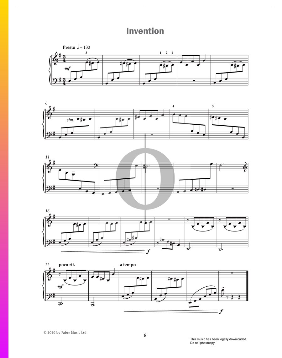 Invention (Paul Harris) Piano Sheet Music - OKTAV